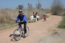 Bicis, caballos y niños en armonía